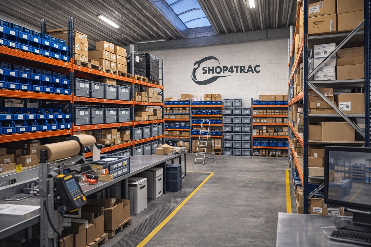 Area di lavoro e processo di imballaggio di Shop4Trac