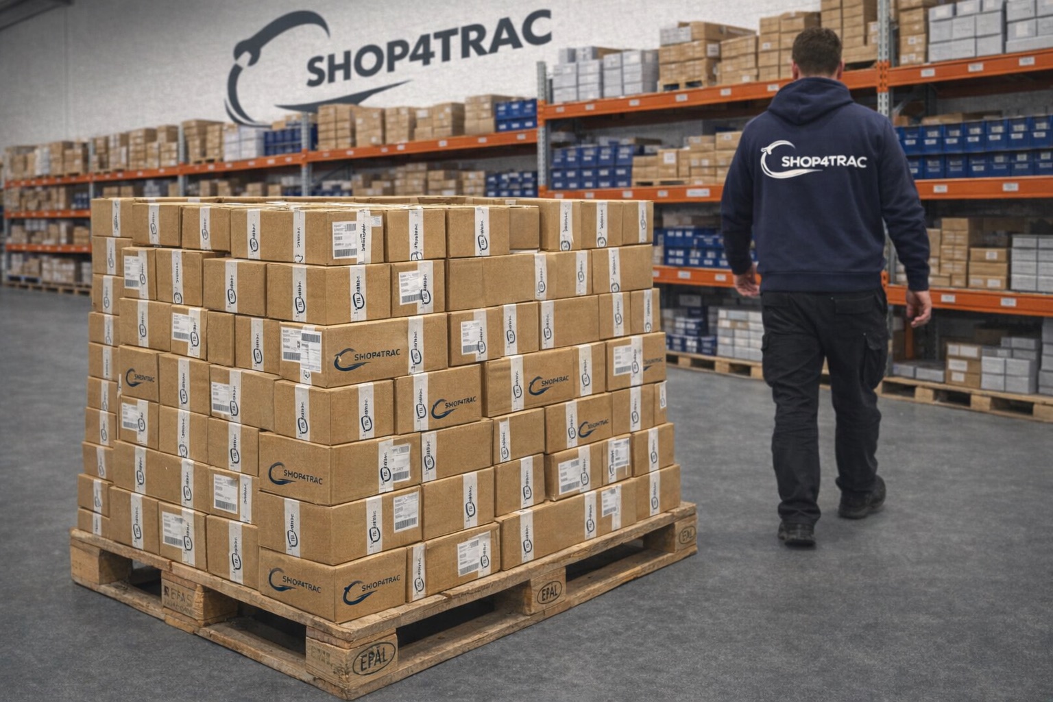 Pacchi pronti per la spedizione nel magazzino Shop4Trac