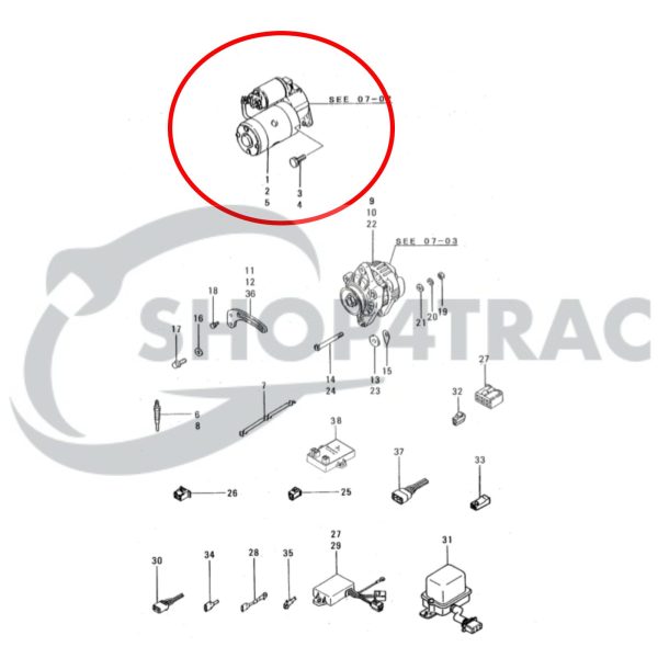 Motorino di avviamento Mitsubishi L2A / L2E / L3A / L3E – Motore diesel marino Vetus &amp; Solé Diesel