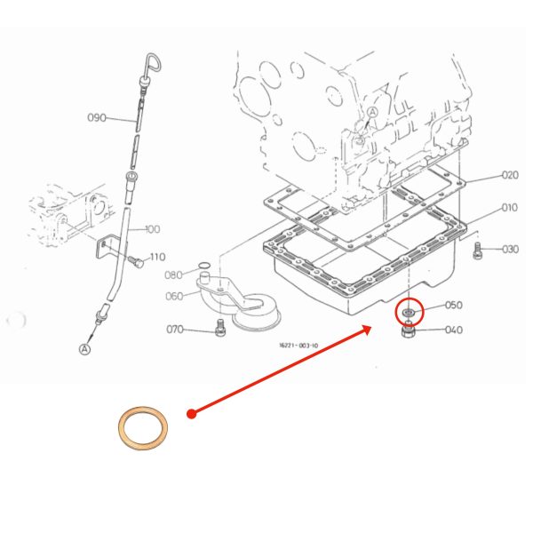 Anello di tenuta in rame tappo di scarico – Beta Marine Beta 10/14/20 | Nanni N2.10/N2.14/N3.21