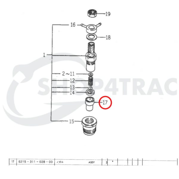 Ugello polverizzatore (punta iniettore) Beta Marine Beta 28 / Beta 30 – Nanni N3.30 – Universal M-25XPB