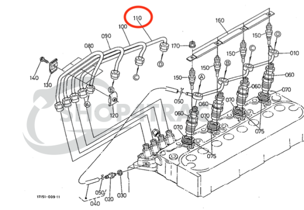 Tubo di iniezione / tubo di pressione 16271-53742 Beta Marine Beta 28 / Beta 30 – Nanni N3.30 – Universal M-25XPB