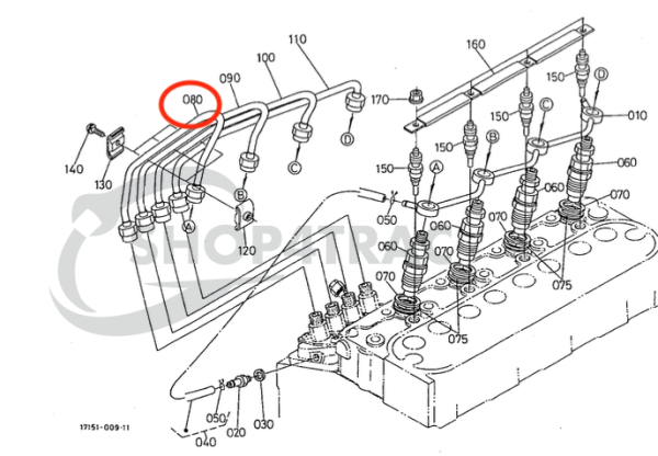 Tubo di iniezione / tubo di pressione 16271-53732 Beta Marine Beta 28 / Beta 30 – Nanni N3.30 – Universal M-25XPB