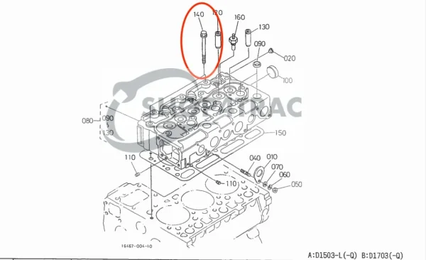 Bullone della testata cilindrica Beta Marine Beta 50 – Nanni N4.50