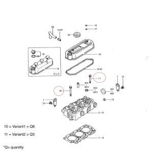Bullone della testata Solé Diesel Mini 26 – Vetus M3.09 | M3.28 – Craftsman Marine CM3.27 – JF Marine Power JF6-1500