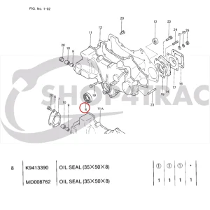 Paraolio albero motore anteriore Solé Diesel Mini 33 | Mini 44 | Mini 55 – Vetus M4.15 | M4.17 – Craftsman Marine CM4.42 – JF Marine Power JF10 | JF15