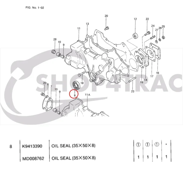 Paraolio albero motore anteriore Solé Diesel Mini 33 | Mini 44 | Mini 55 – Vetus M4.15 | M4.17 – Craftsman Marine CM4.42 – JF Marine Power JF10 | JF15
