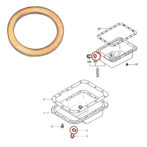 Guarnizione in rame tappo scarico olio Solé Diesel Mini 18 | Mini 23 | Mini 32 | Mini 34 – Vetus M3.10 | M4.14 – Meiki