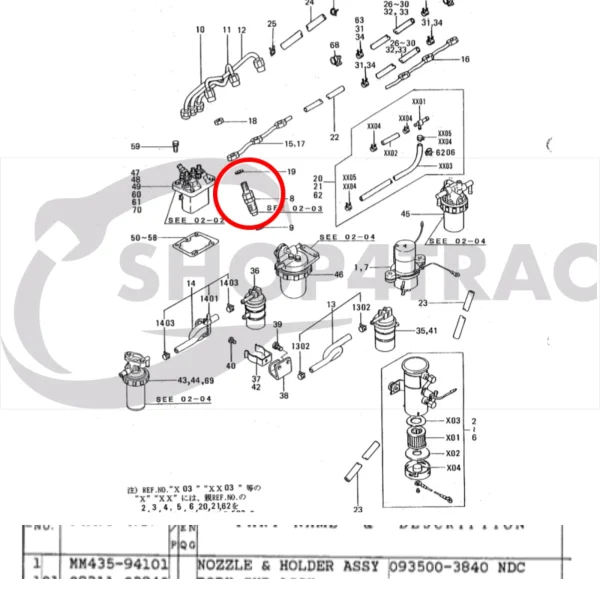 Iniettore completo Solé Diesel Mini 33 | Mini 44 | Mini 55 – Vetus M4.15 | M4.17 – Craftsman Marine CM4.42 – JF Marine Power JF10 | JF15
