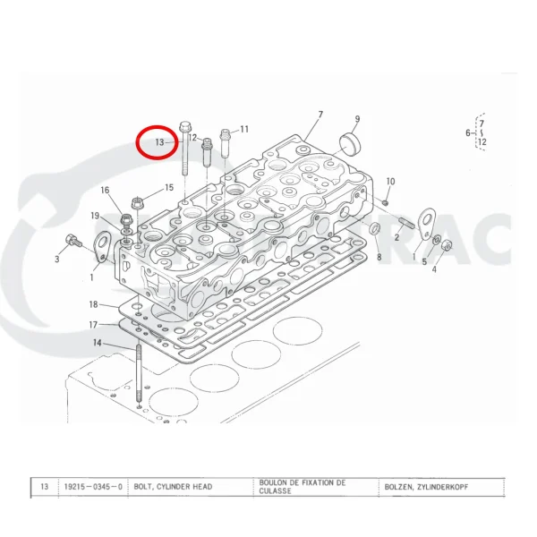 Bullone testa cilindro Universal M-25 | M-25XP | M-35 | M-35A – Nanni 3.90HE | 4.110HE – Renault Marine D950