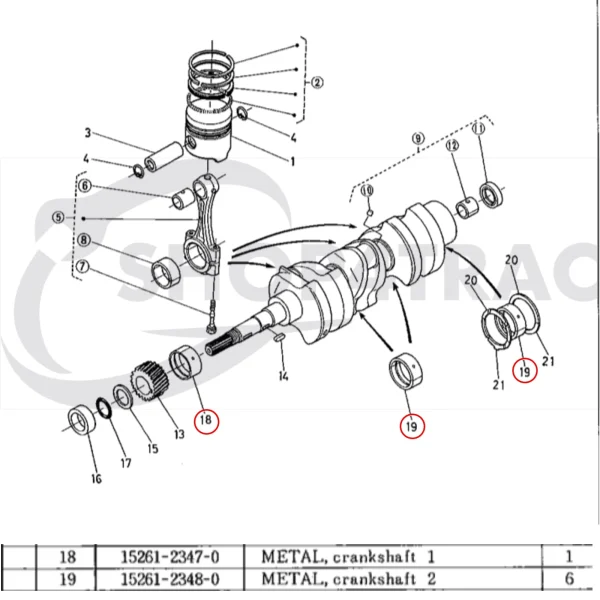 Set di cuscinetti di banco Universal M-25 | M-25XP – Nanni 3.90HE – Renault Marine D950 +0,20mm