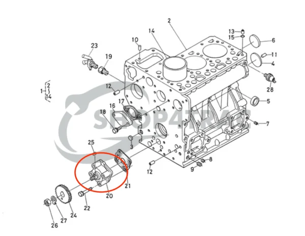 Pompa olio motore Universal M15 | M-25 | M-25XP | M-35 – Nanni 3.90HE | 4.110HE – Renault Marine D950