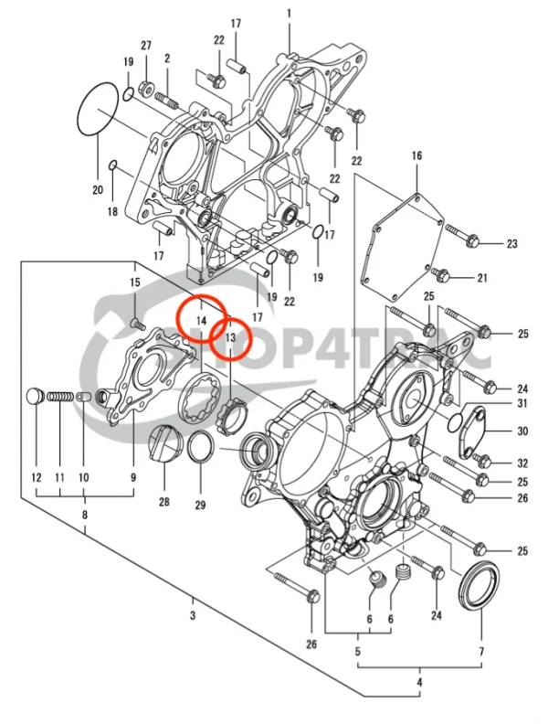 Set rotori pompa olio Yanmar 3YM20 | 3YM30