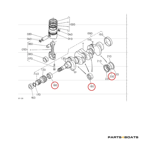 Serie cuscinetti di banco Beta Marine Beta 28 | Beta 30 | Beta 35 | Beta 38 – Nanni N3.30 | N4.38 – Universal M-25XPB | M-35B