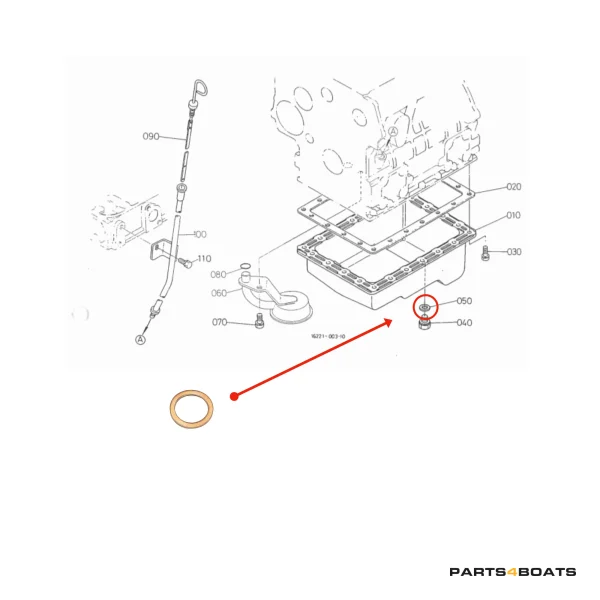 Anello di tenuta in rame tappo di scarico – Beta Marine Beta 10/14/20 | Nanni N2.10/N2.14/N3.21