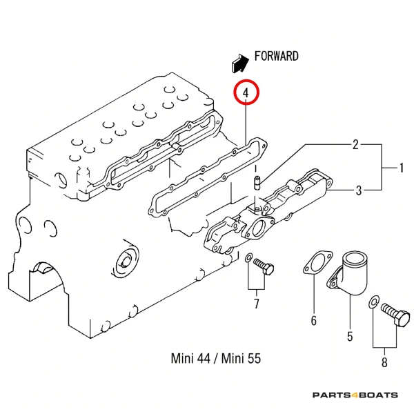 Guarnizione Collettore di Aspirazione Solé Diesel Mini 44 | Mini 55 – Vetus M4.15 | M4.17 – Craftsman Marine CM4.42 – JF Marine Power JF15