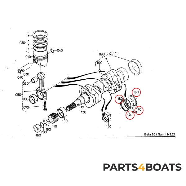 Cuscinetto di spinta / cuscinetto assiale set – Beta Marine Beta 10 / Beta 14 / Beta 20 | Nanni N2.10 / N2.14 / N3.21