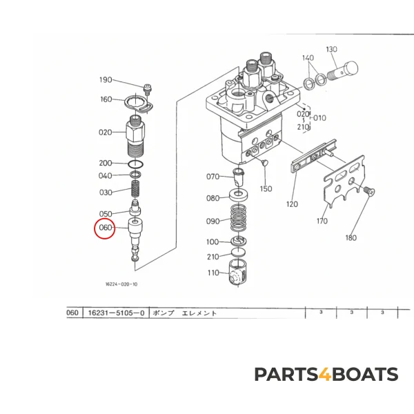 Plunger / elemento di iniezione Beta Marine Beta 28 / Beta 30 – Nanni N3.30 – Universal M-25XPB