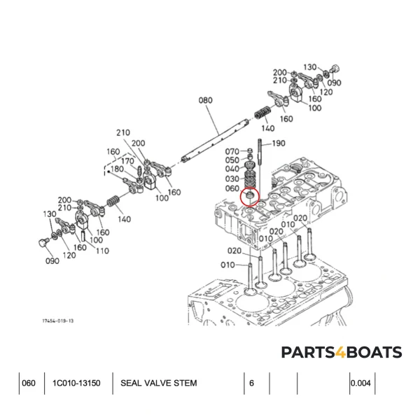 Guarnizioni stelo valvola Beta Marine Beta 35 | Beta 38 – Nanni N4.38 – Universal M-35B
